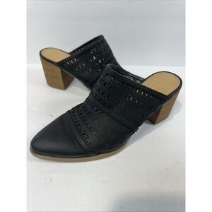 Lauren Conrad Bootie Heels Womens Size 8 Black Slip-On Block Heel Moto Shoes